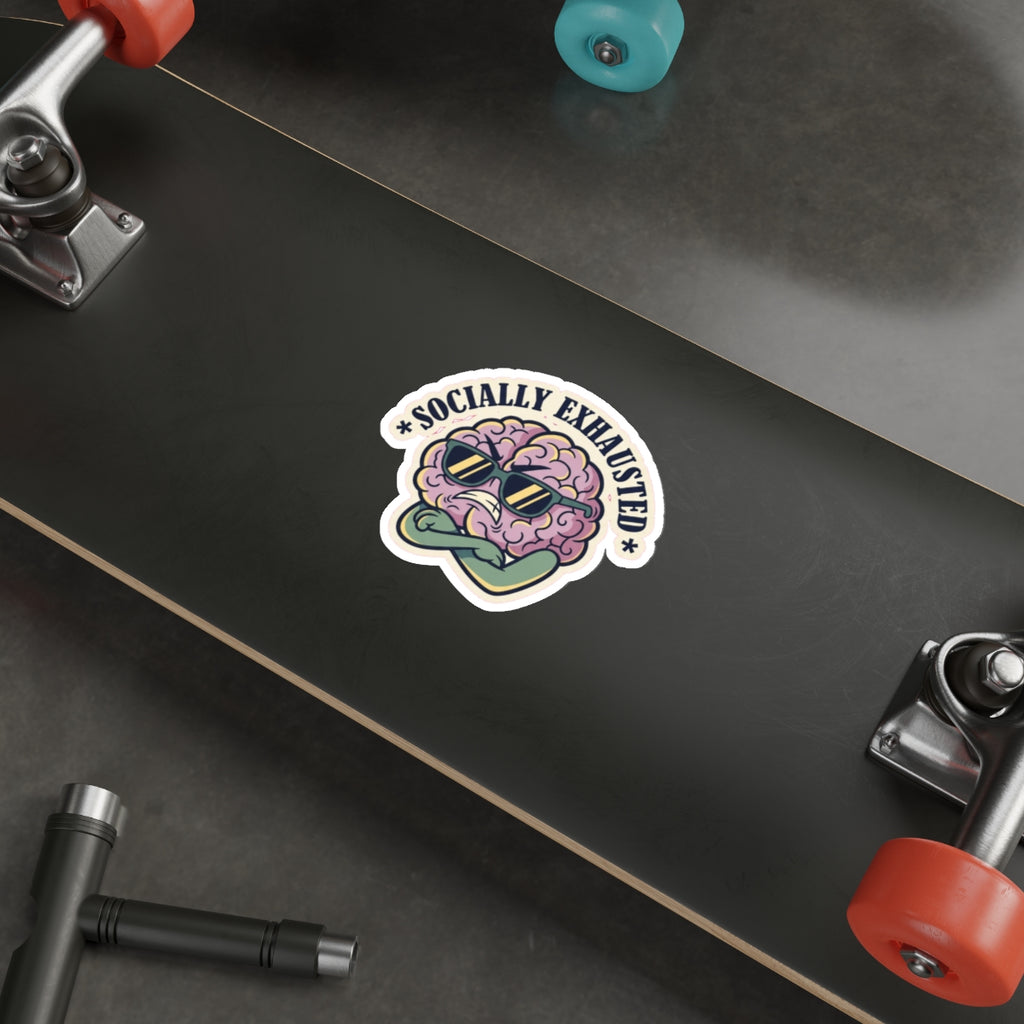 Grumpy Brain Die-Cut Sticker | Mental Health Dark Humor Introvert Decal