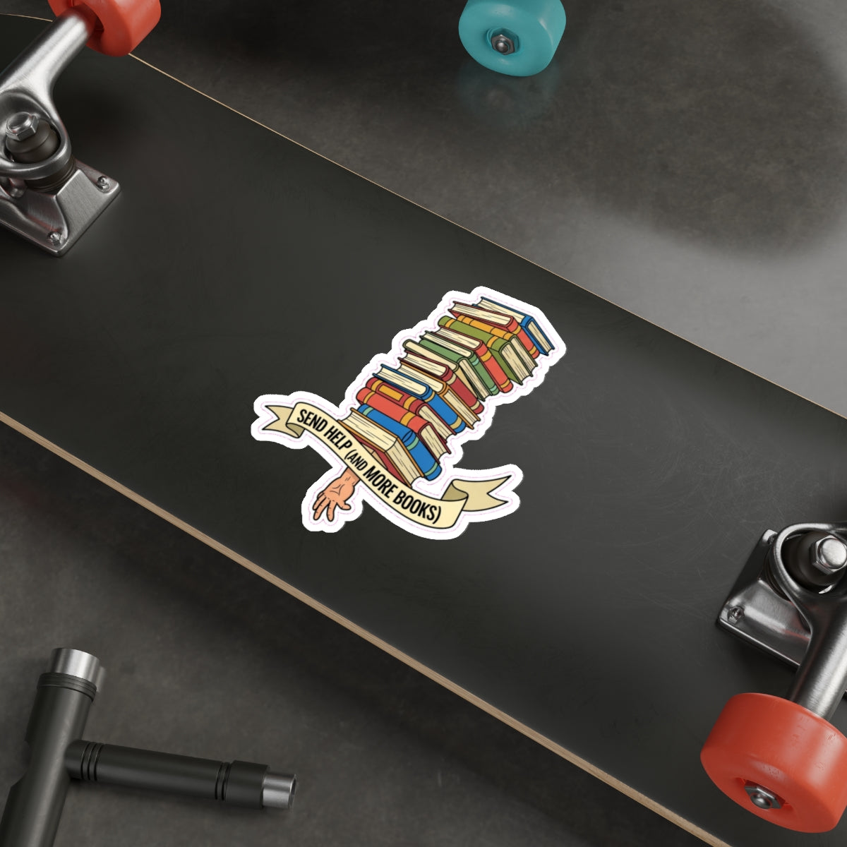 Bookish Dark Humor Sticker | Wobbly Book Stack Die-Cut Decal | BookTok Reader Gift