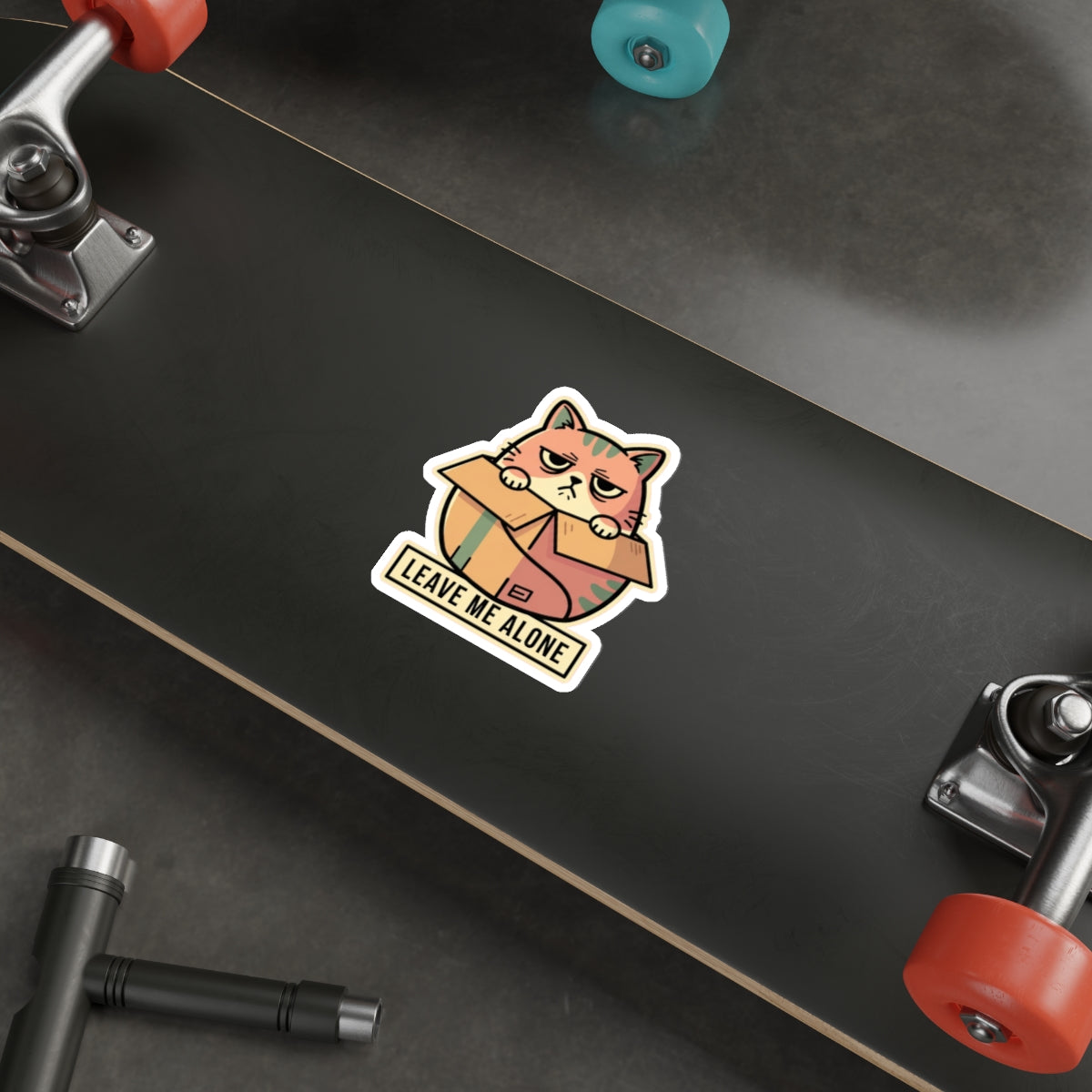 Introverted Cat Person Sticker - Grumpy Box Cat Decal for Laptop