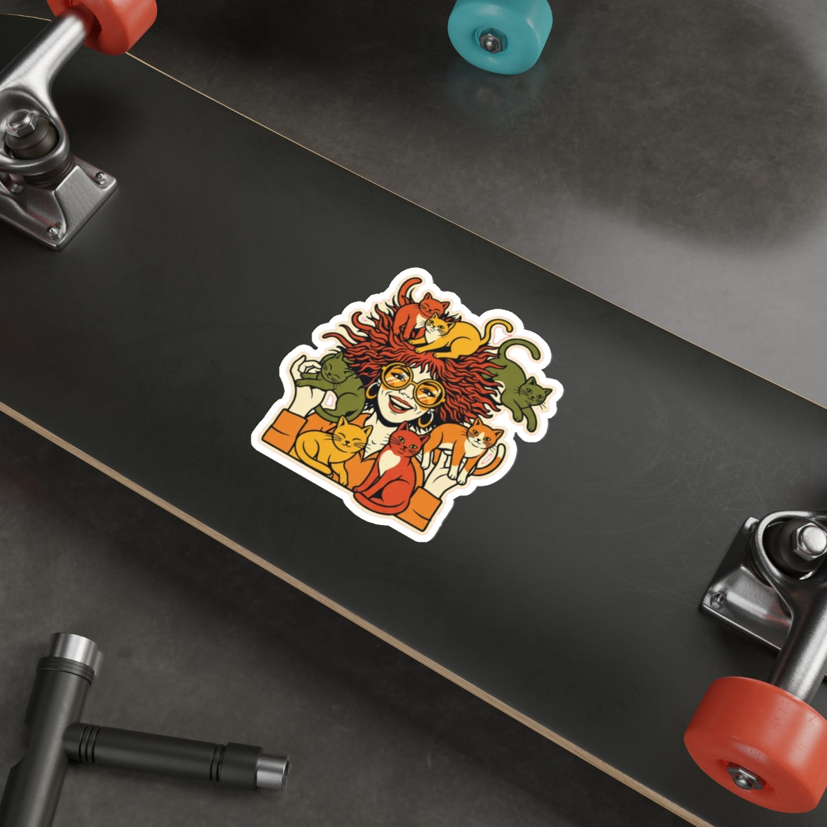 Crazy Cat Lady Vinyl Sticker | Funny 70s Retro Cat Mom Decal