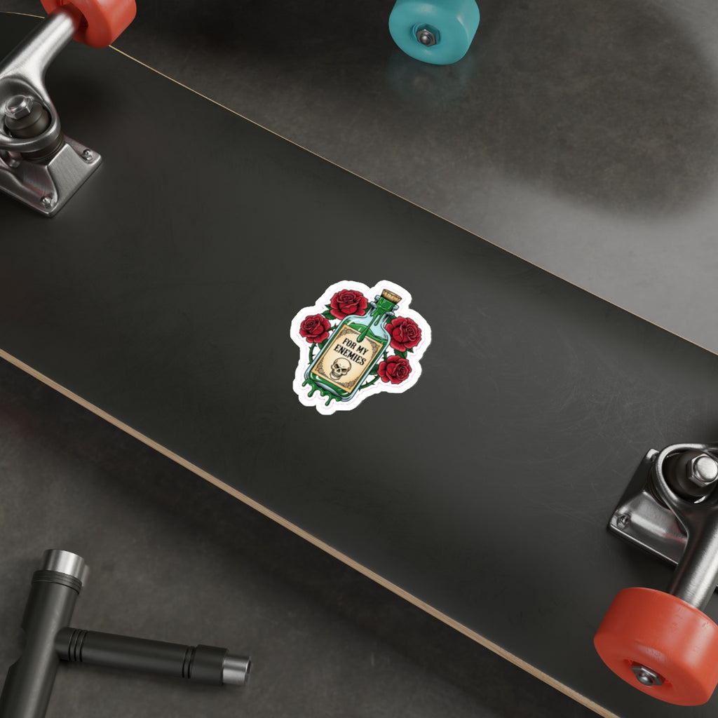 True Crime Junkie Sticker | Poison Bottle 'For My Enemies' Die-Cut Decal