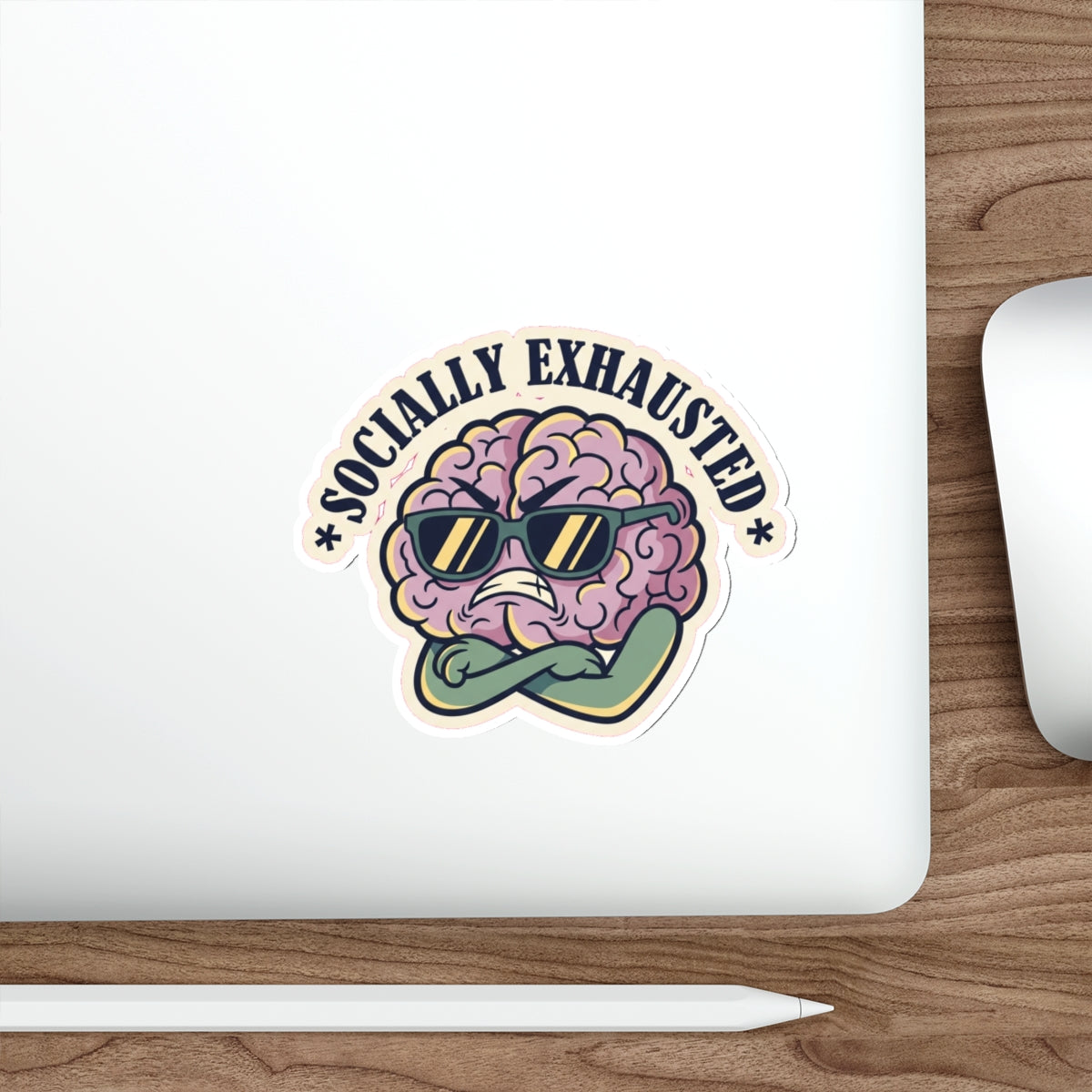 Grumpy Brain Die-Cut Sticker | Mental Health Dark Humor Introvert Decal