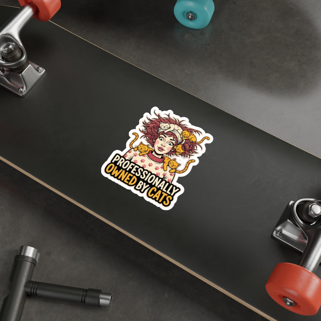 Crazy Cat Lady Sticker | Funny Retro Comic Cat Mom Laptop Decal