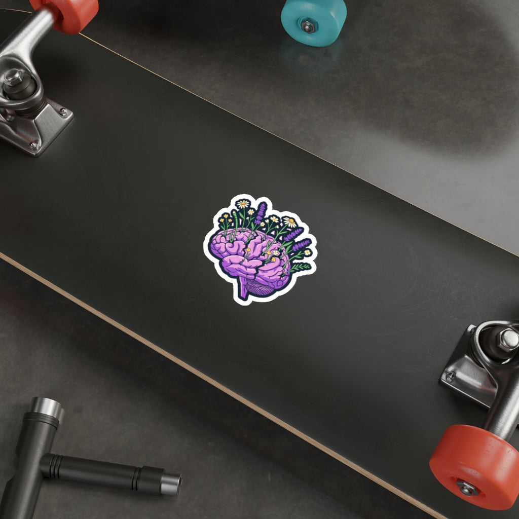 Mental Health Awareness Sticker | Brain with Wildflowers | End the Stigma Decal