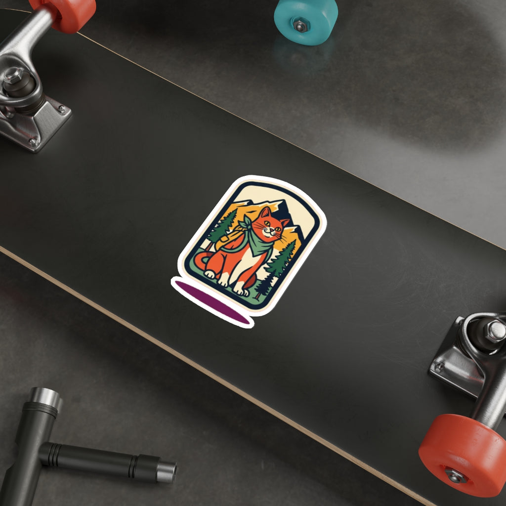 Adventure Cat Die-Cut Vinyl Sticker | Hiking Camping Outdoor Cat Decal
