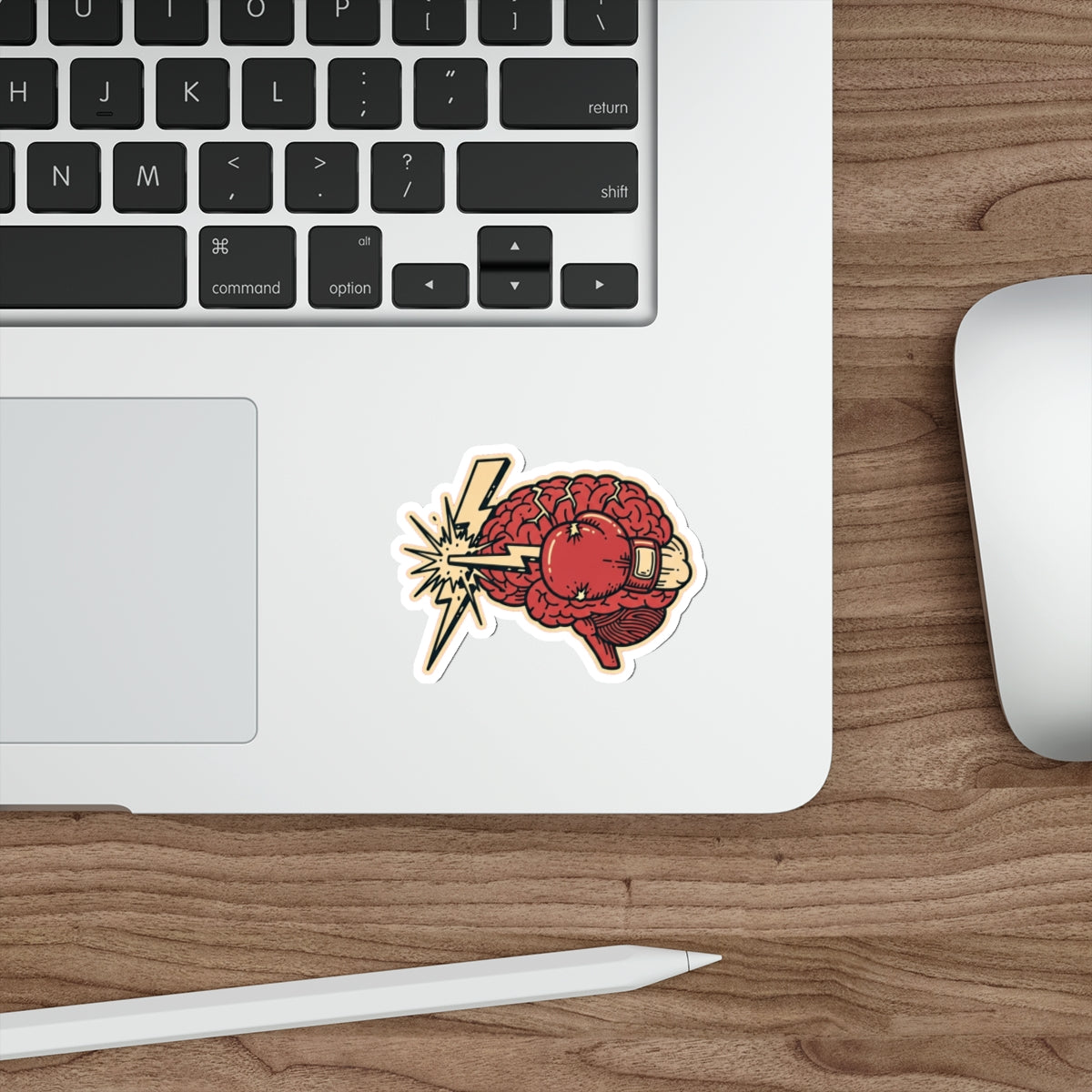 Mental Health Warrior Brain Boxing Glove Die-Cut Sticker | Dark Humor Anxiety Decal