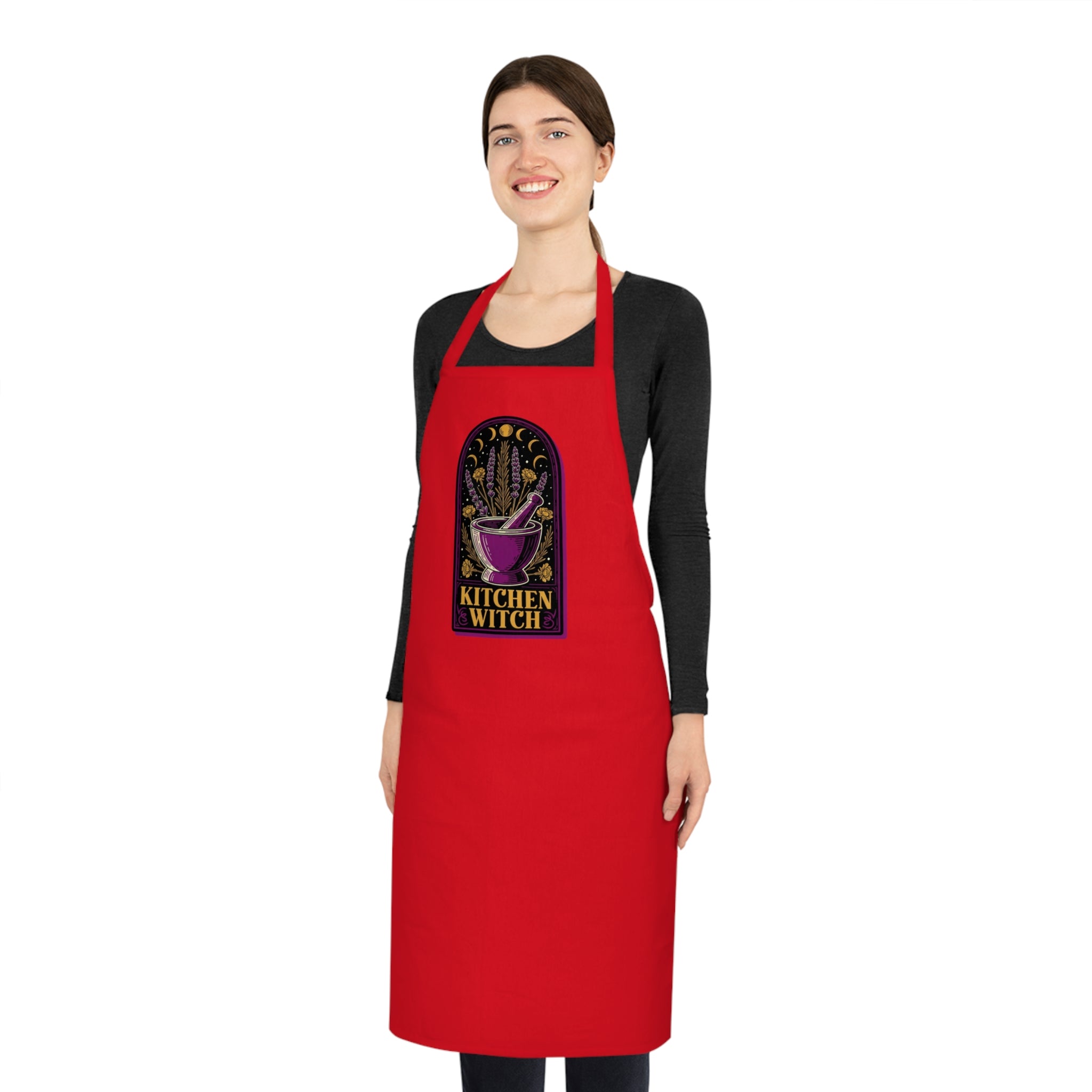 Witchy Baker Cotton Apron | Kitchen Witch Gift | Cauldron Baking Apron