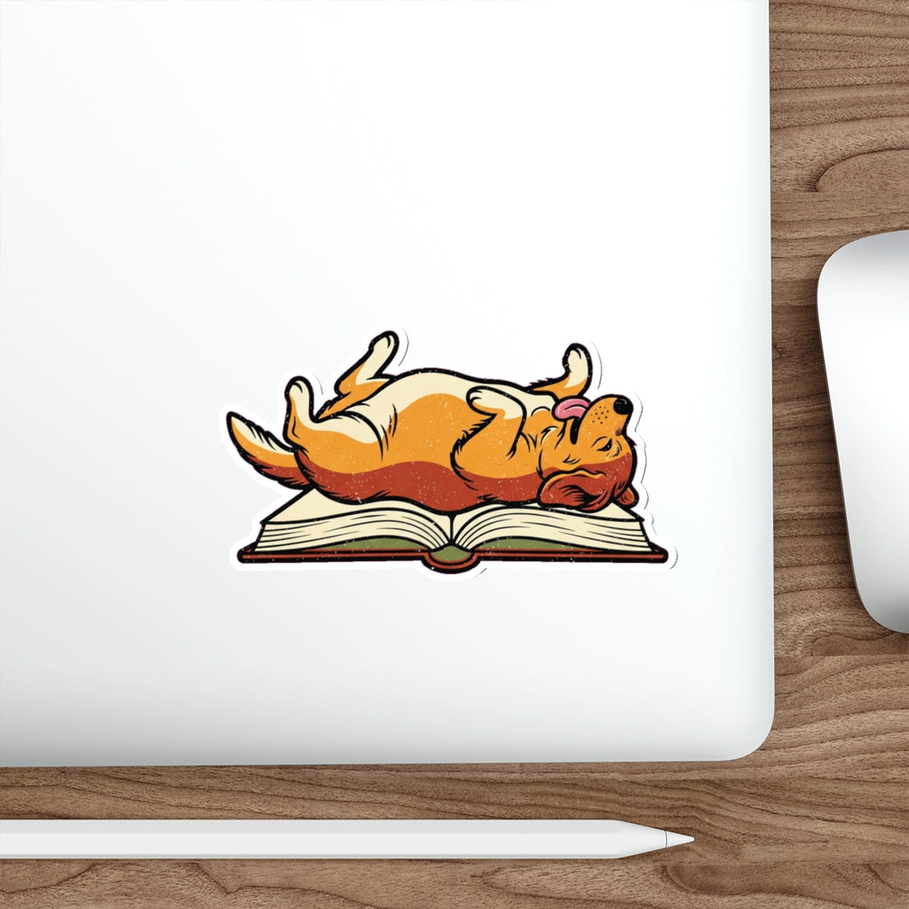 Dog Mom Book Lover Sticker | Funny Golden Retriever Reading Vinyl Decal