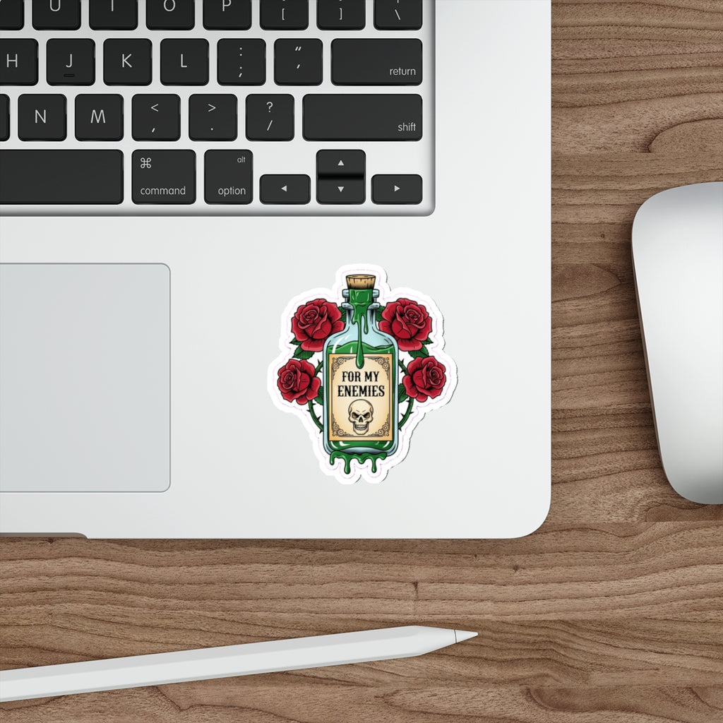 True Crime Junkie Sticker | Poison Bottle 'For My Enemies' Die-Cut Decal