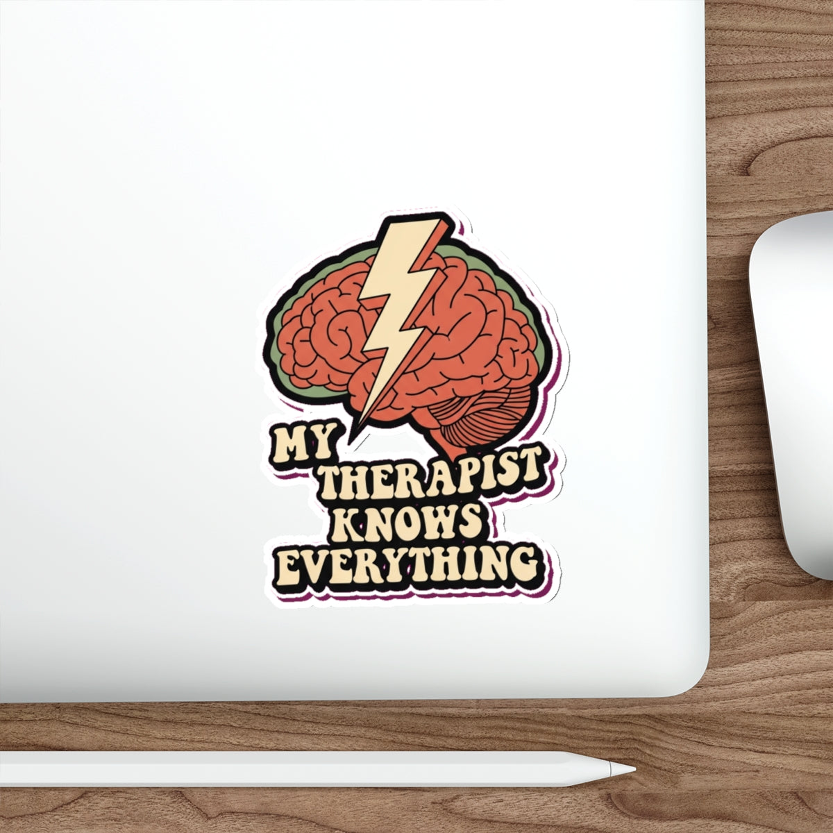 Mental Health Advocate Brain Sticker | Dark Humor Therapy Decal | Retro 70s Psychedelic