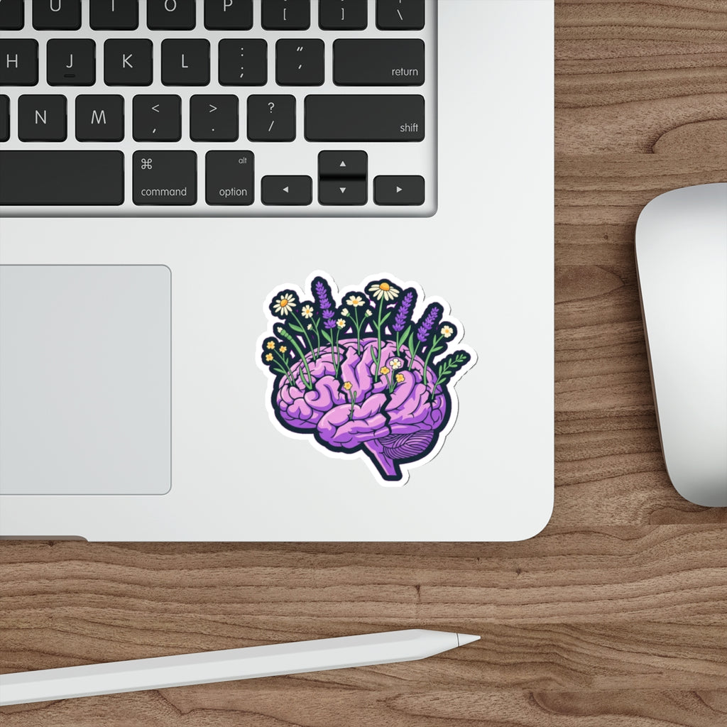 Mental Health Awareness Sticker | Brain with Wildflowers | End the Stigma Decal