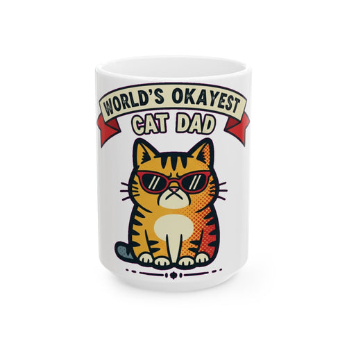 Cat Dad Retro Mug - Funny 1970s Tabby Coffee Cup for Cat Lovers
