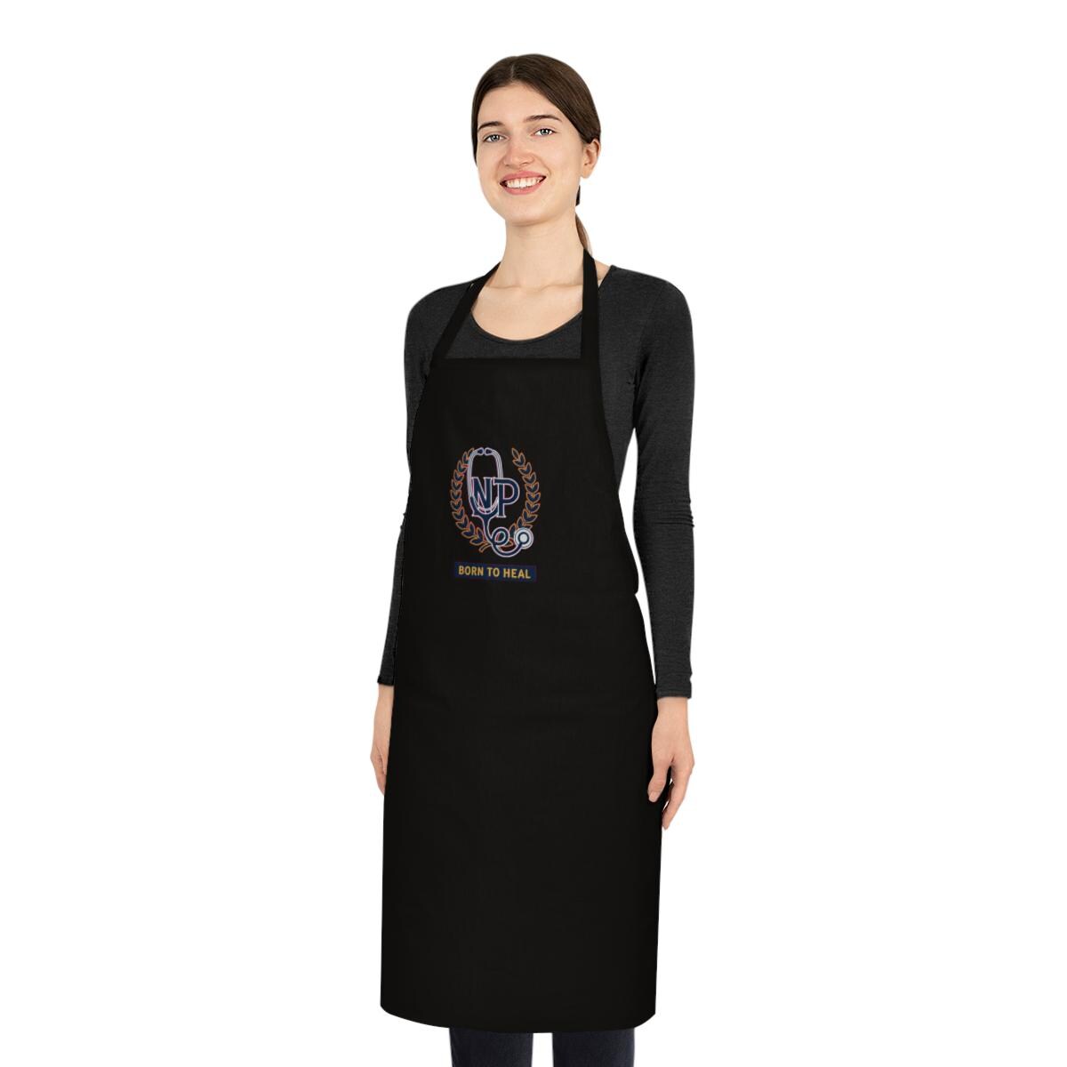 NP Nurse Practitioner Pride Cotton Apron - Bold Stethoscope Monogram Gift