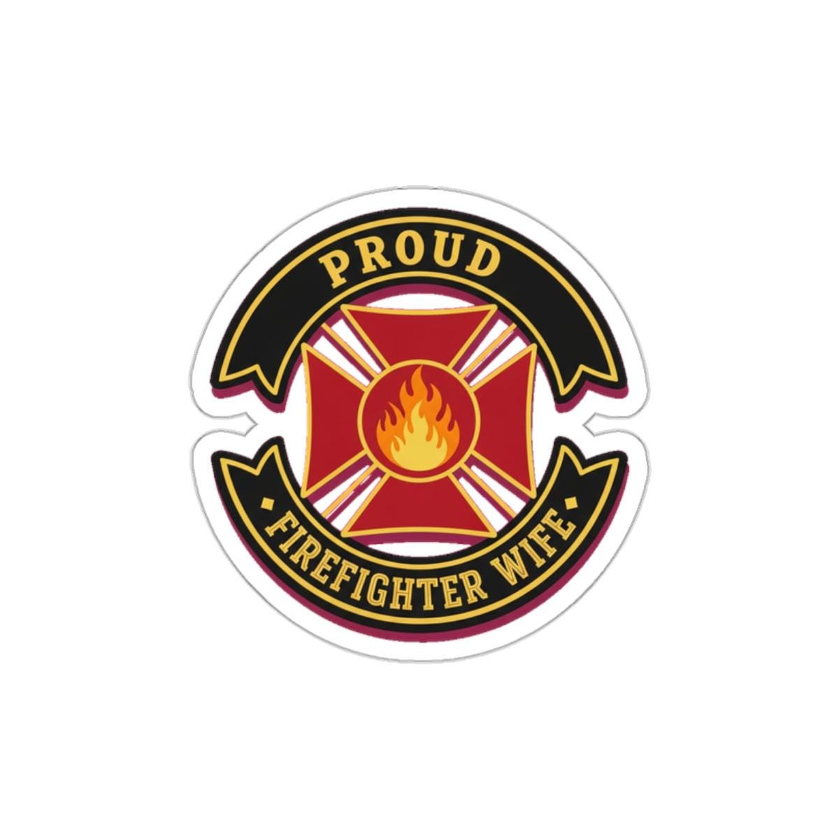 Firefighter Wife Pride Maltese Cross Die-Cut Sticker | Fire Wife Badge