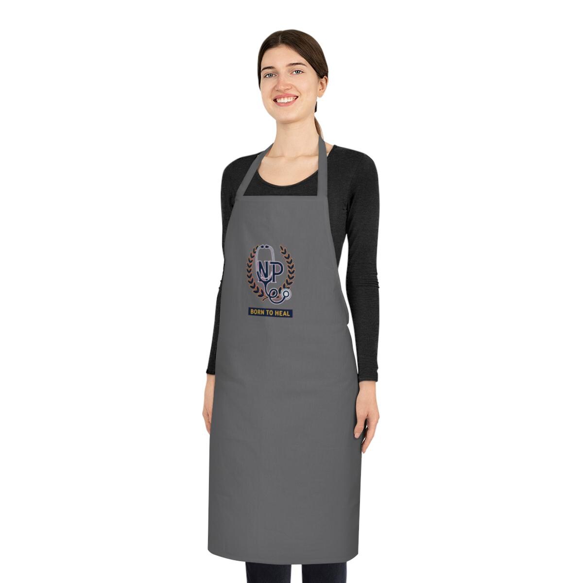 NP Nurse Practitioner Pride Cotton Apron - Bold Stethoscope Monogram Gift