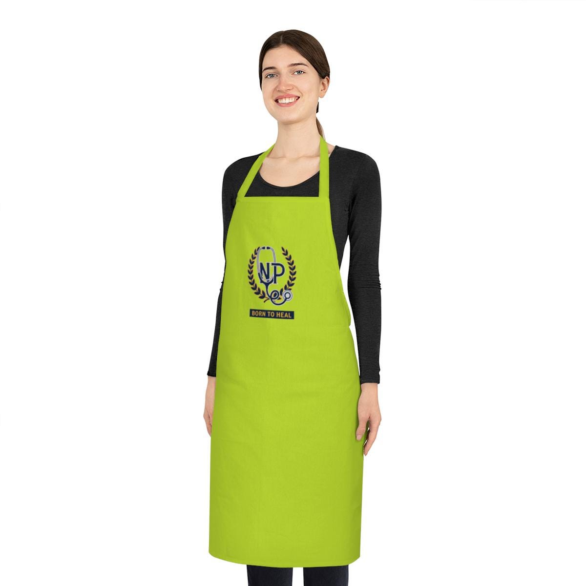 NP Nurse Practitioner Pride Cotton Apron - Bold Stethoscope Monogram Gift
