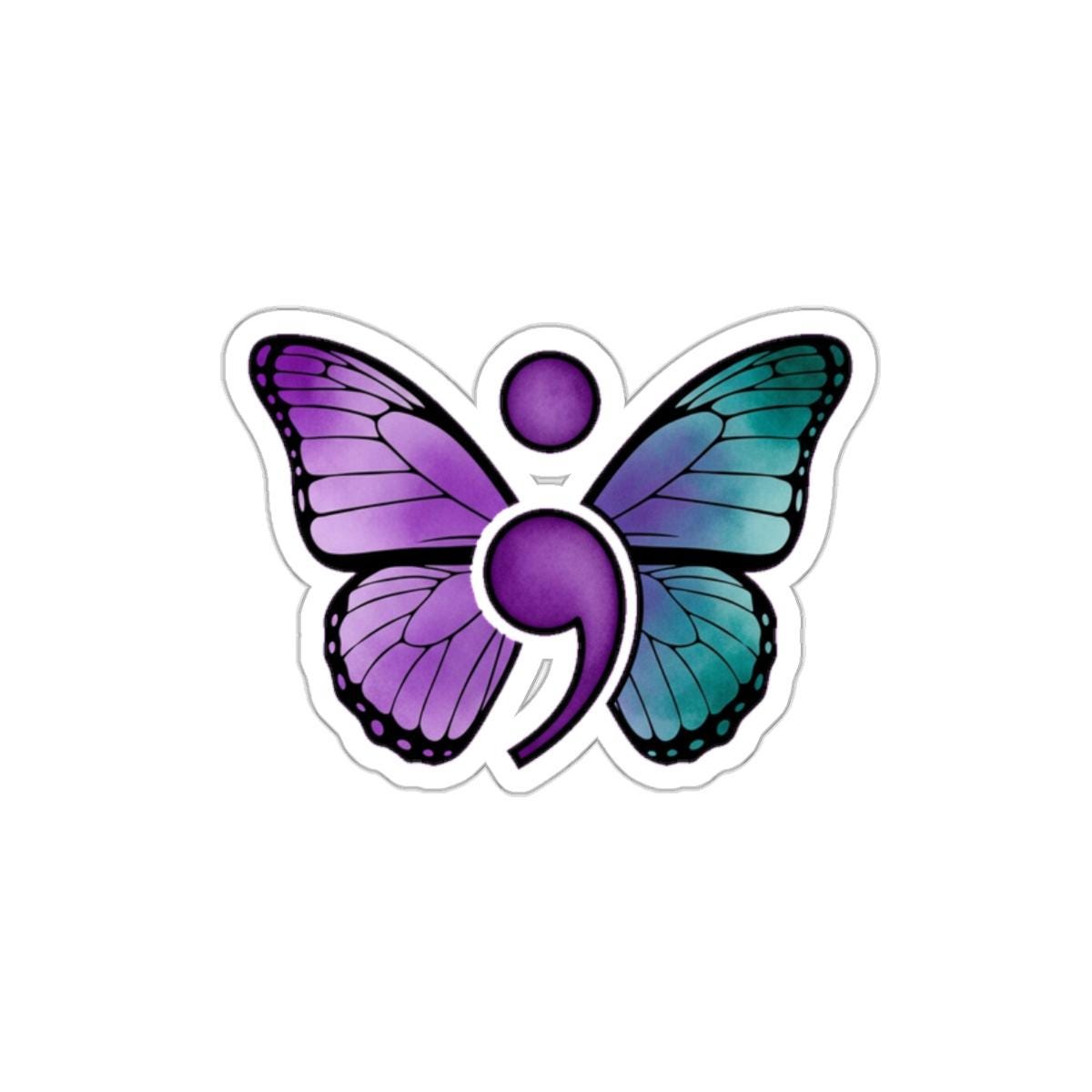Semicolon Butterfly Mental Health Sticker | Suicide Prevention Awareness Decal