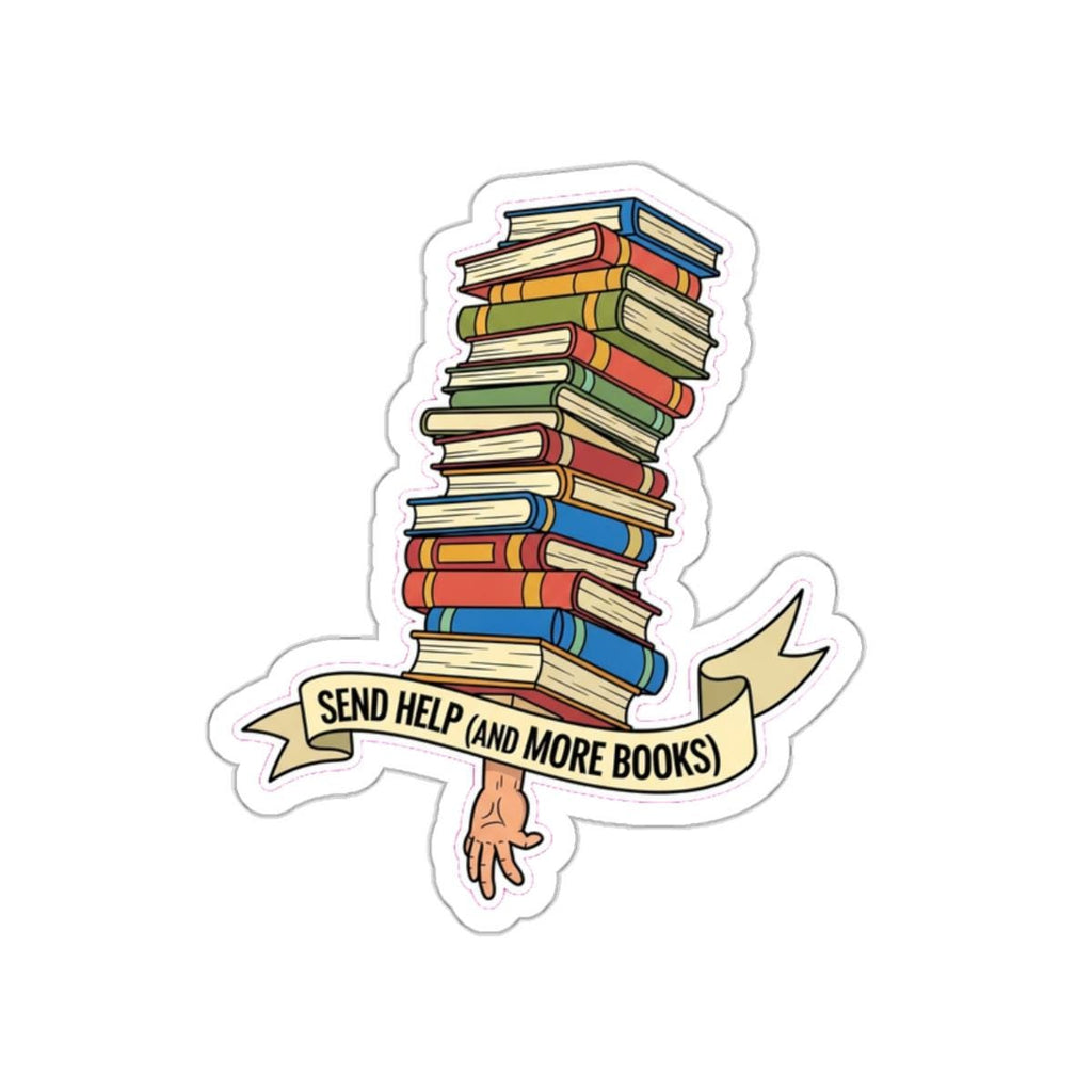Bookish Dark Humor Sticker | Wobbly Book Stack Die-Cut Decal | BookTok Reader Gift