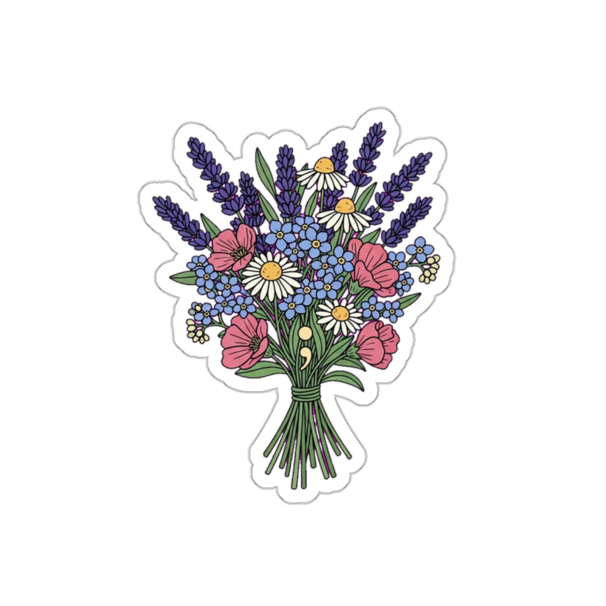 Mental Health Warrior Floral Sticker | Semicolon Anxiety Therapy Decal